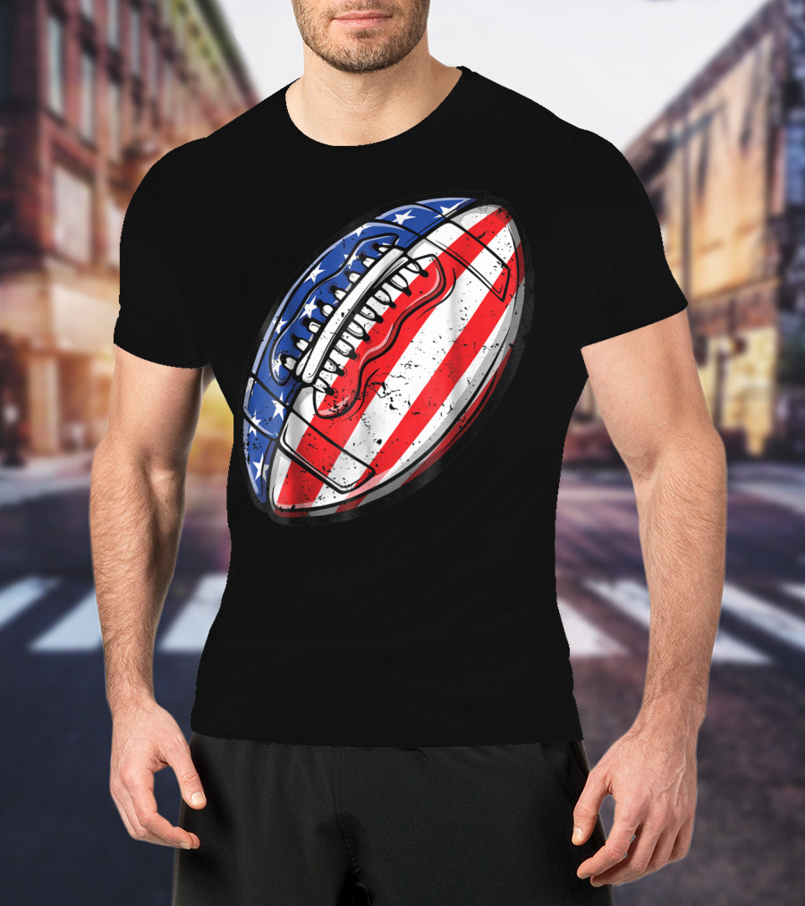American Flag Football Fourth Of July T-Shirt