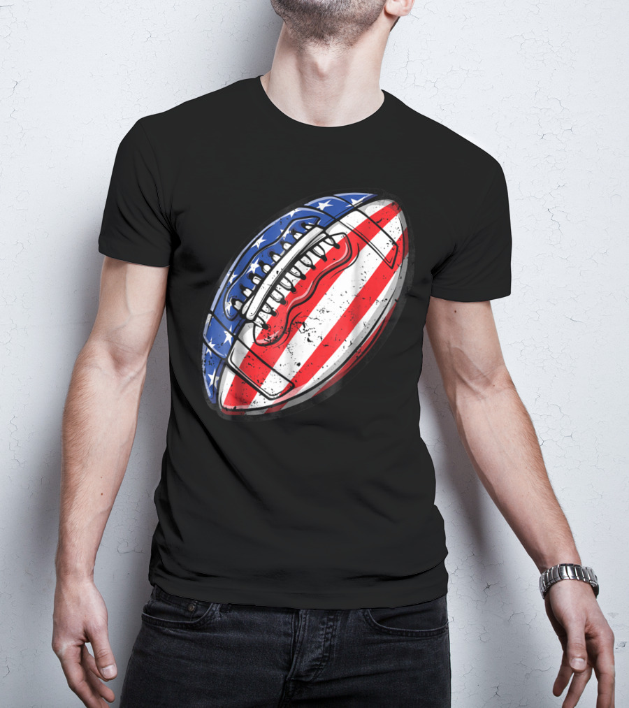 American Flag Football Fourth Of July T-Shirt