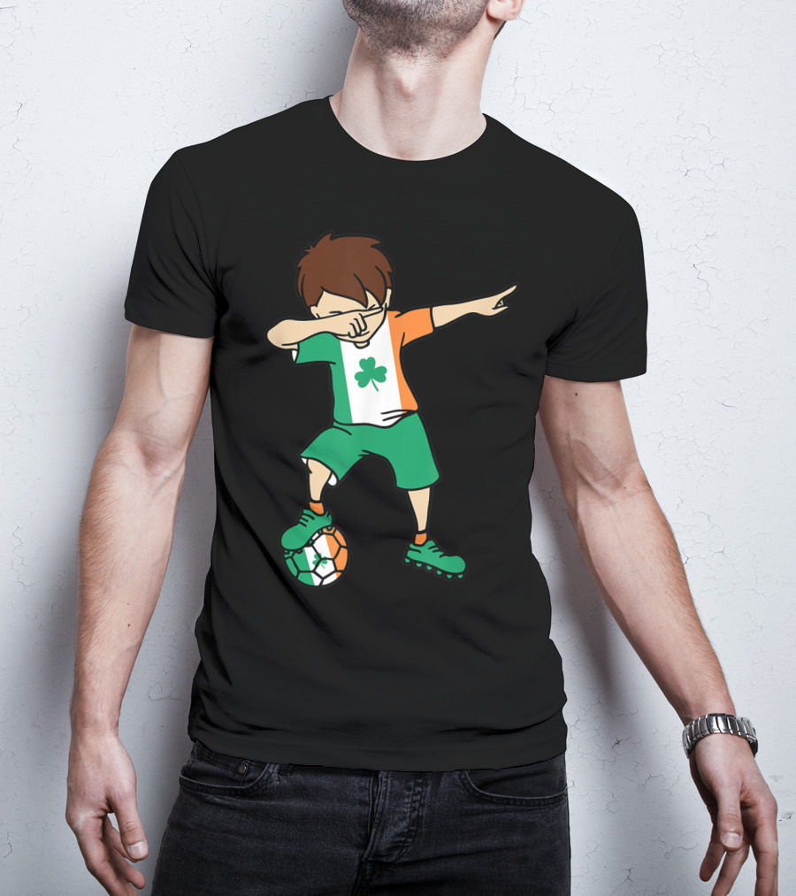 Dabbing Irish Soccer Clover Saint Patrick's Day T-Shirt