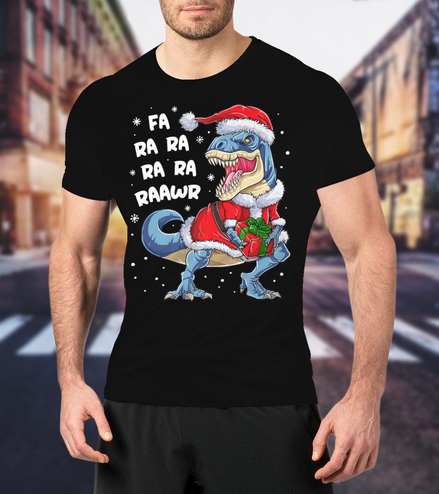 Fa Ra Ra Ra Rawr Dinosaur Christmas Rex Santa T-Shirt