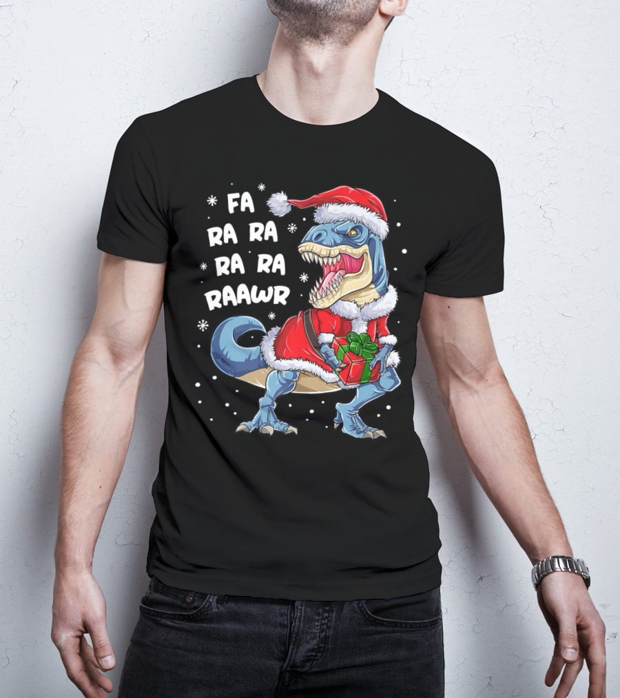 Fa Ra Ra Ra Rawr Dinosaur Christmas Rex Santa T-Shirt