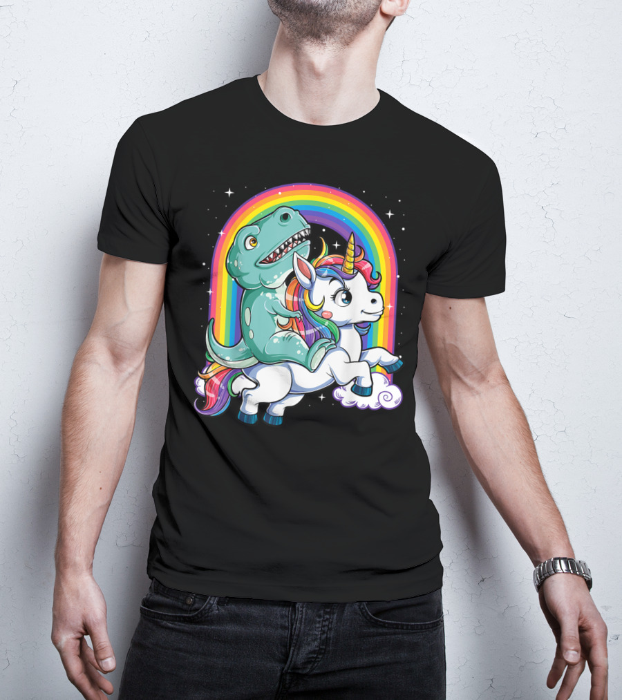 Dinosaur Unicorn Rainbow Fantasy Adventure Party T-Shirt