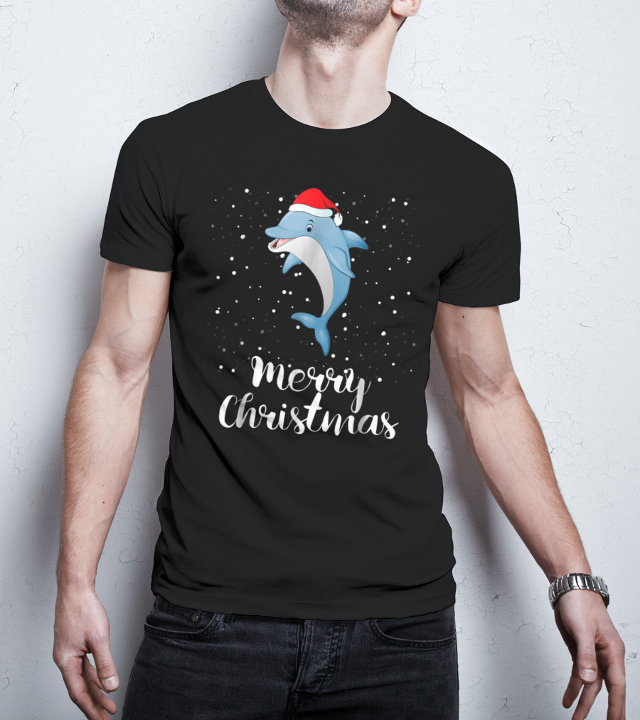 Merry Christmas Dolphin Family Group Matching Holiday T-Shirt