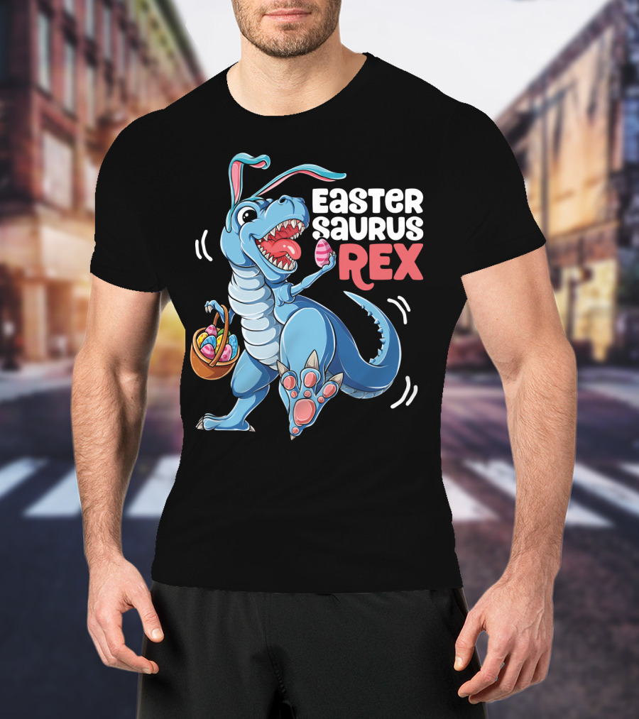 Easter Saurus Rex Bunny Dinosaur With Eggs T-Shirt
