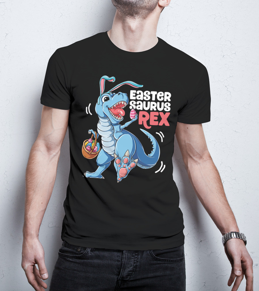 Easter Saurus Rex Bunny Dinosaur With Eggs T-Shirt