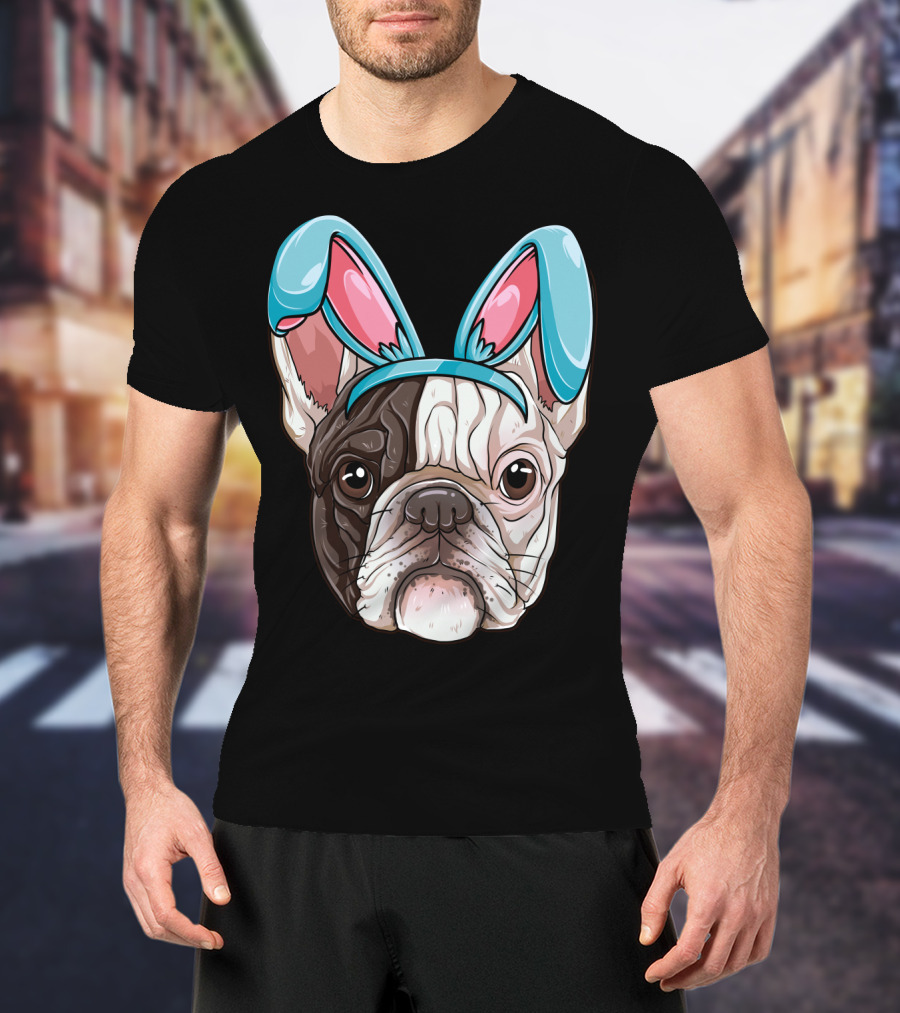 Easter Bunny Ears On French Bulldog Dog Boys Girl T-Shirt
