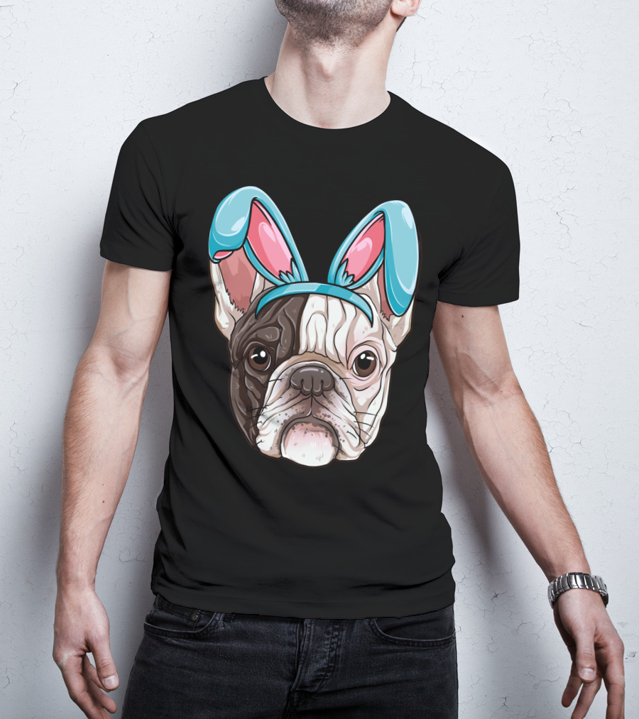 Easter Bunny Ears On French Bulldog Dog Boys Girl T-Shirt
