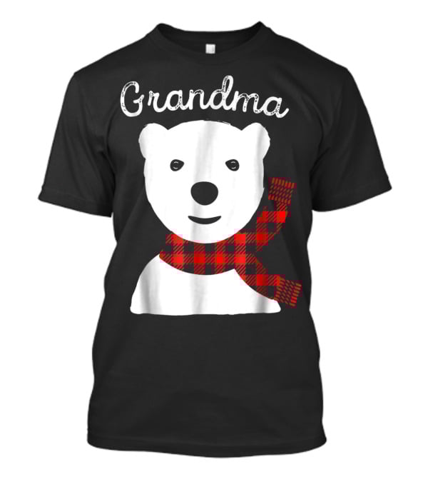 Family Matching Christmas Grandma Bear With Plaid Scarf T-Shirt