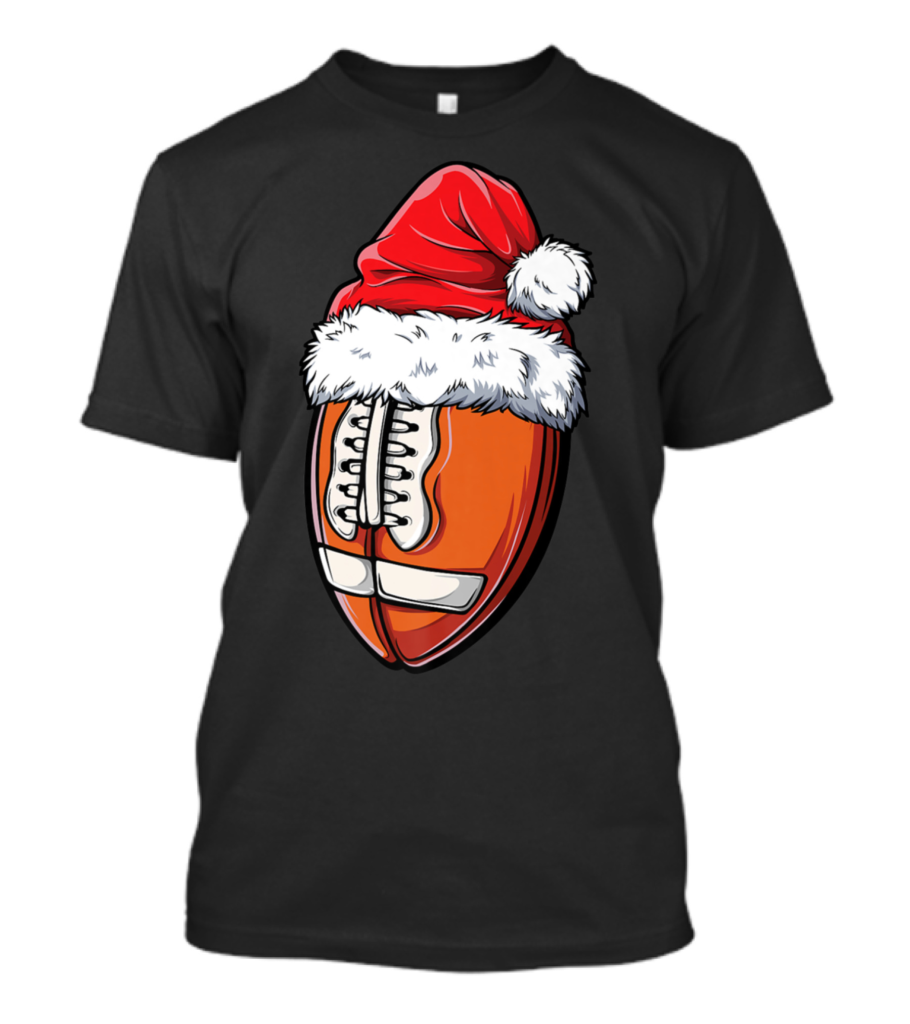 Football Ball Santa Hat Christmas Boys Xmas Football T-Shirt