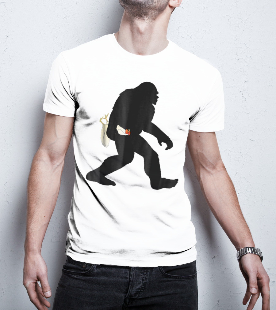 Funny Bigfoot Sasquatch Carrying Chicken Boys T-Shirt