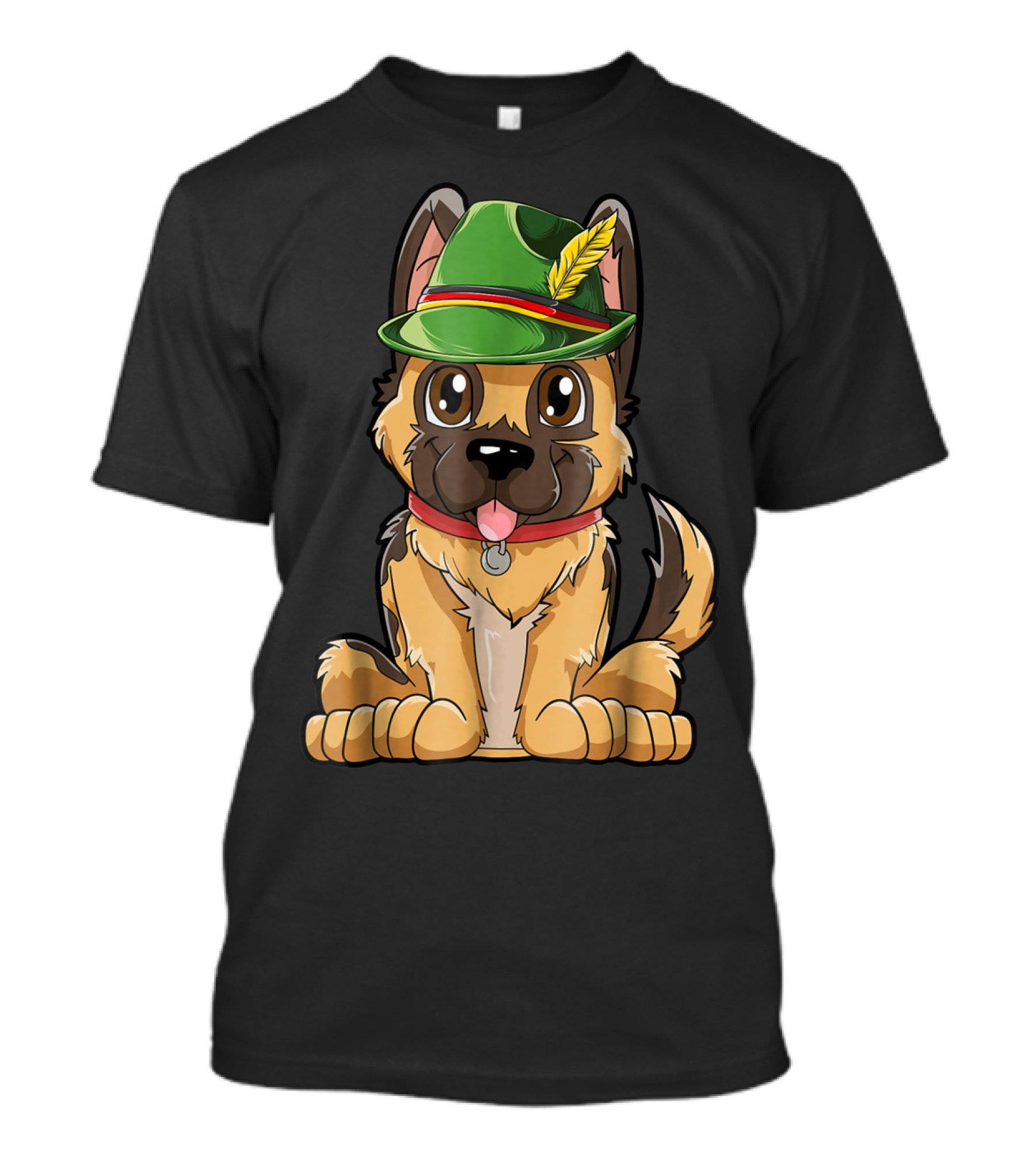 Cute German Shepherd Dog With Oktoberfest Hat Boys Lederhosen T-Shirt
