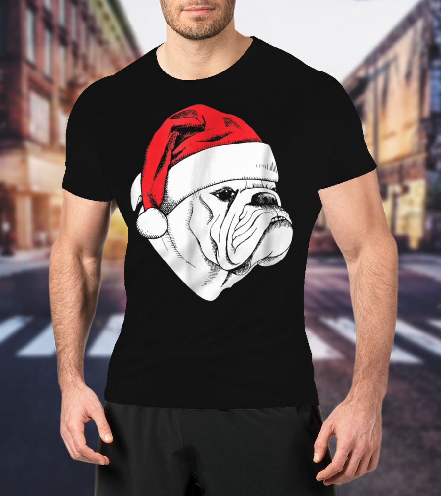 English Bulldog Santa Christmas T-Shirt