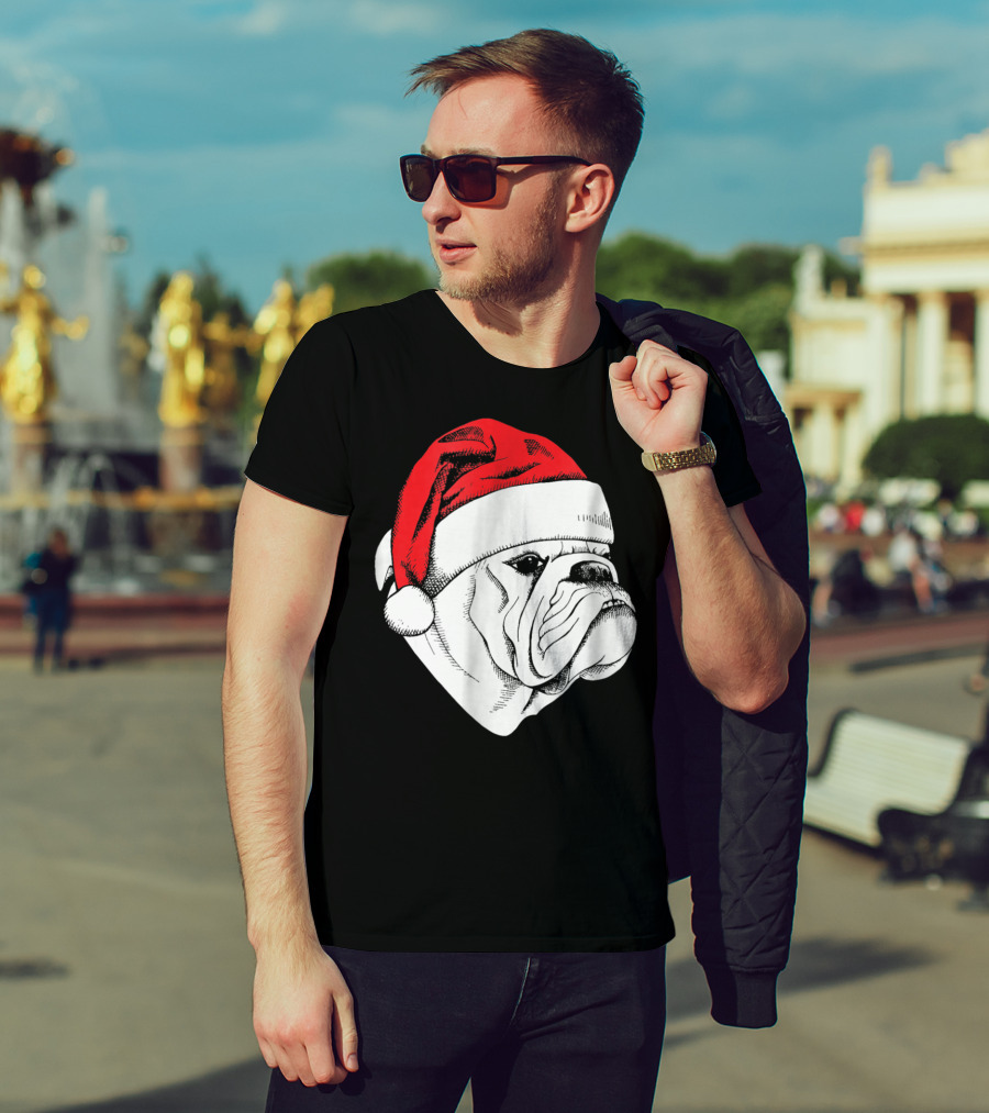 English Bulldog Santa Christmas T-Shirt