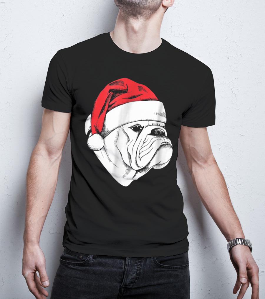 English Bulldog Santa Christmas T-Shirt