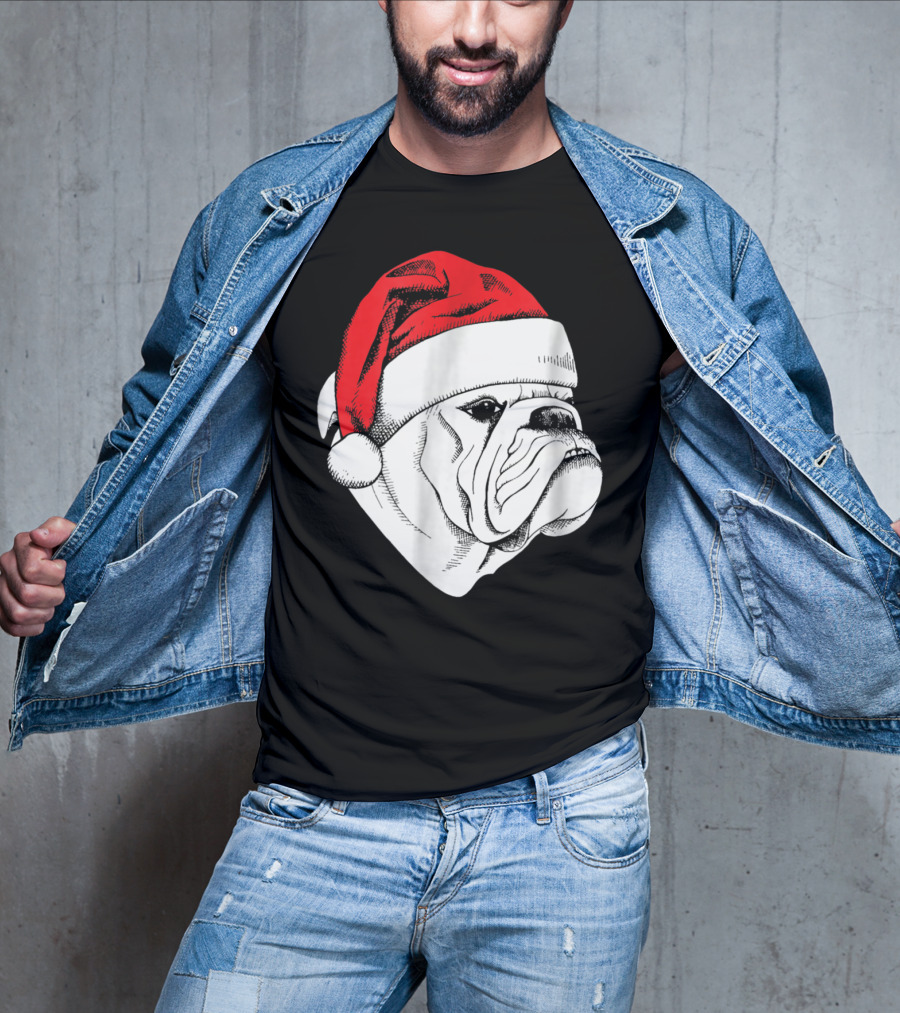 English Bulldog Santa Christmas T-Shirt