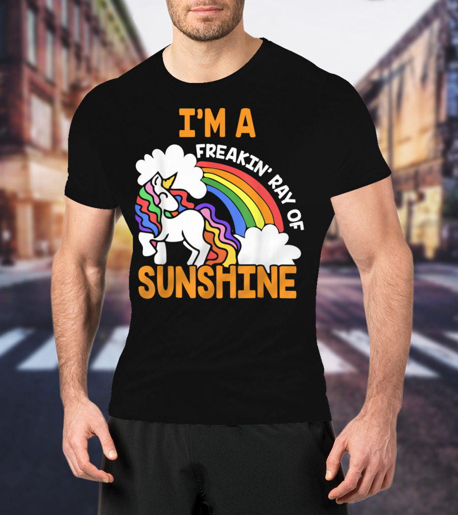 I'm A Freakin' Ray Of Sunshine Funny Rainbow Unicorn Vintage 1970's HY T-Shirt