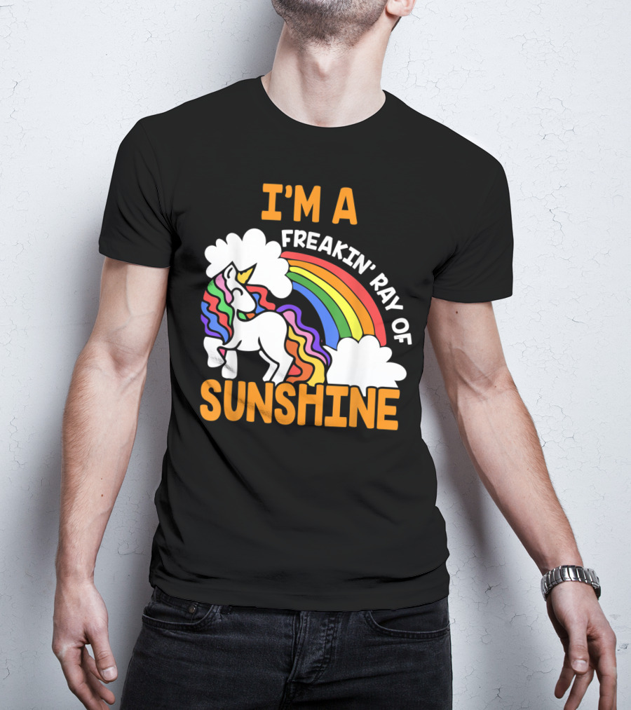 I'm A Freakin' Ray Of Sunshine Funny Rainbow Unicorn Vintage 1970's HY T-Shirt