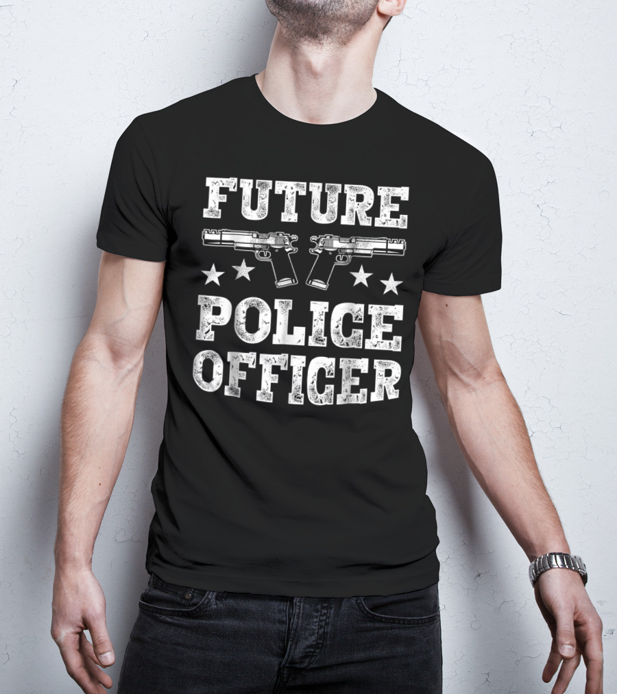 Future Police Officer Two Pistols Stars T-Shirt
