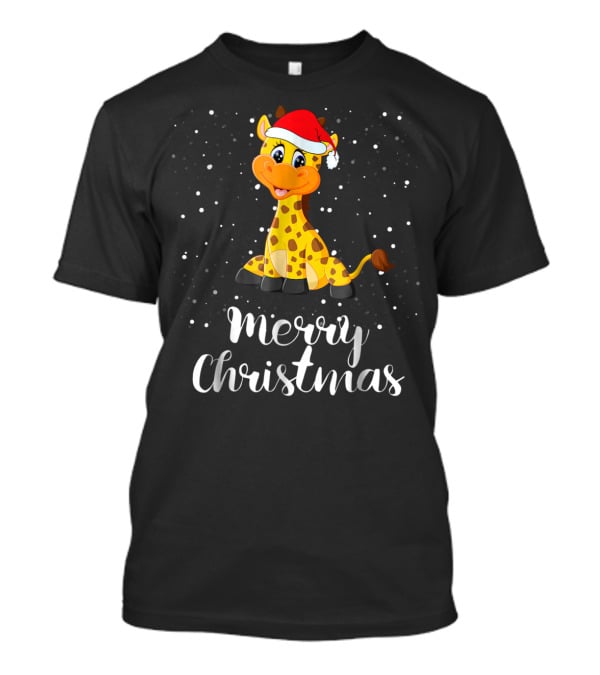 Merry Christmas Giraffe Family Group Matching T-Shirt