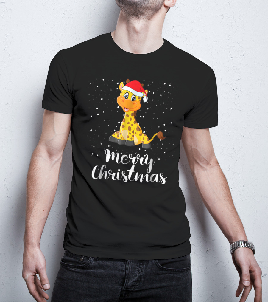 Merry Christmas Giraffe Family Group Matching T-Shirt