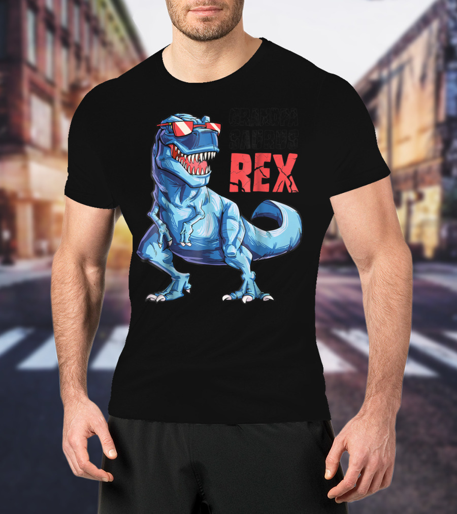 Grandpasaurus Rex Grandpa Saurus Dinosaur With Cool Glasses T-Shirt