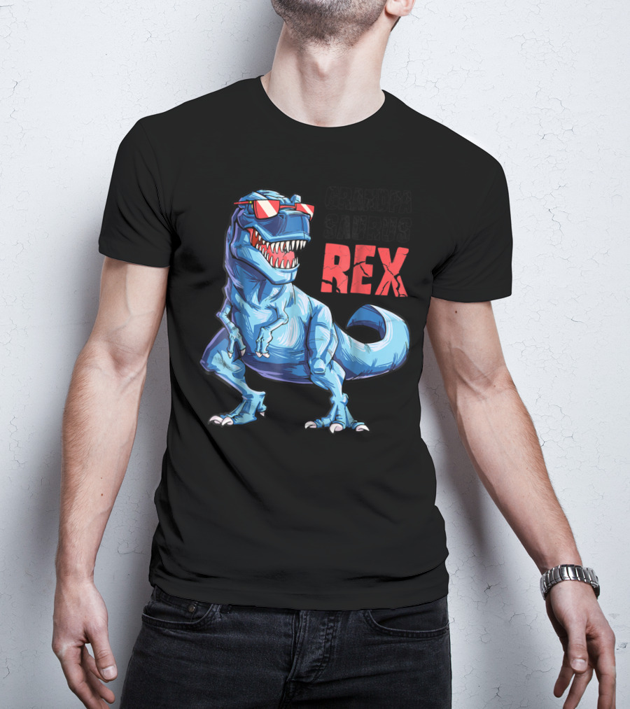 Grandpasaurus Rex Grandpa Saurus Dinosaur With Cool Glasses T-Shirt