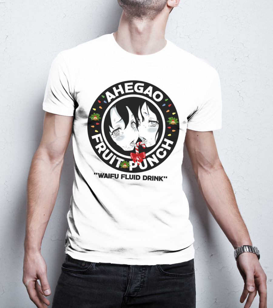 Ahegao Fruit Punch Waifu Fluid Drink Merry Christmas Lewd Anime T-Shirt