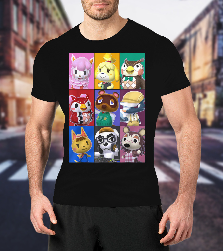 Animal Crossing Character Grid Featuring Isabelle And Tom Nook T-Shirt