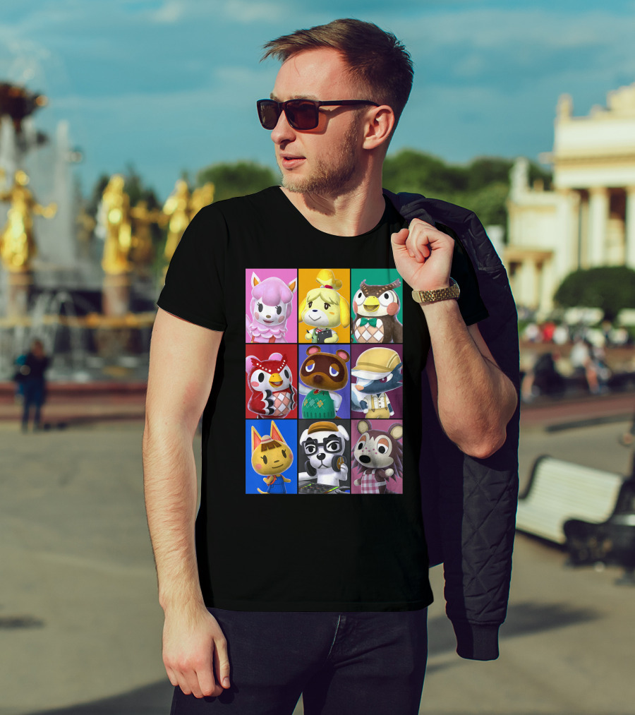 Animal Crossing Character Grid Featuring Isabelle And Tom Nook T-Shirt