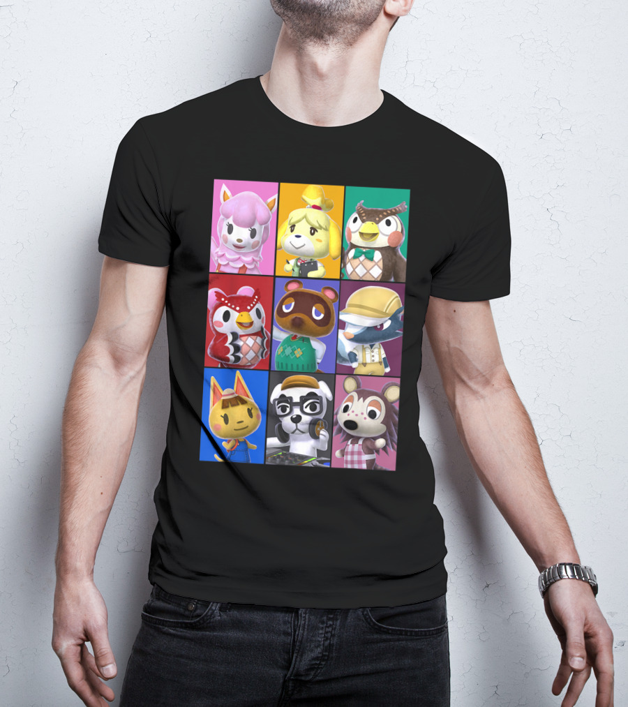 Animal Crossing Character Grid Featuring Isabelle And Tom Nook T-Shirt