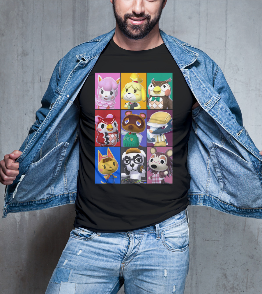 Animal Crossing Character Grid Featuring Isabelle And Tom Nook T-Shirt