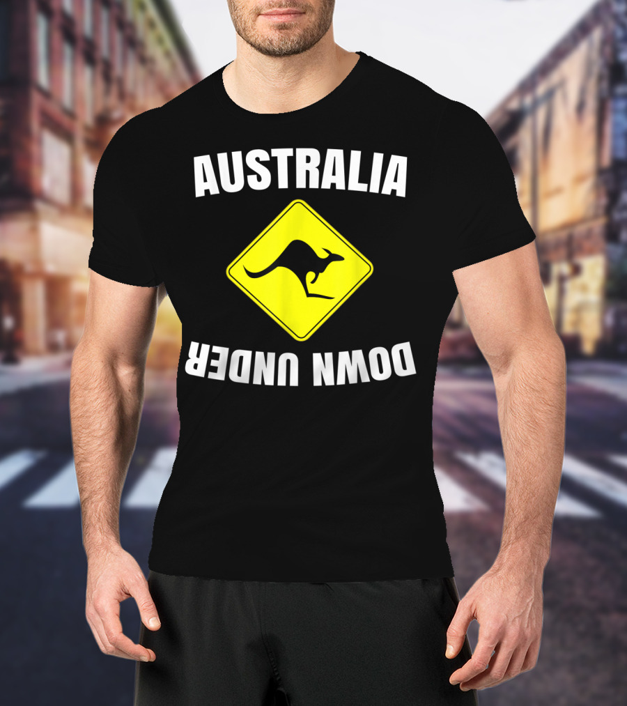 Australia Down Under Kangaroo Road Sign T-Shirt