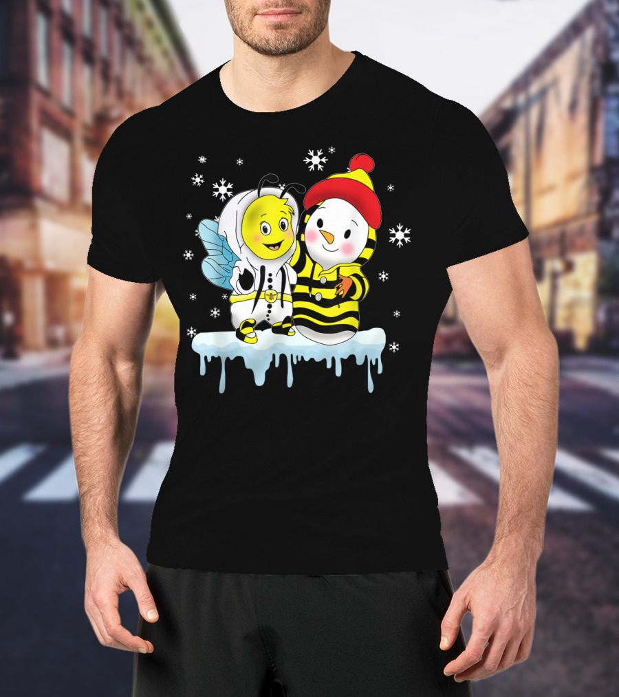 Snowman And Bee Holiday Friendship T-Shirt