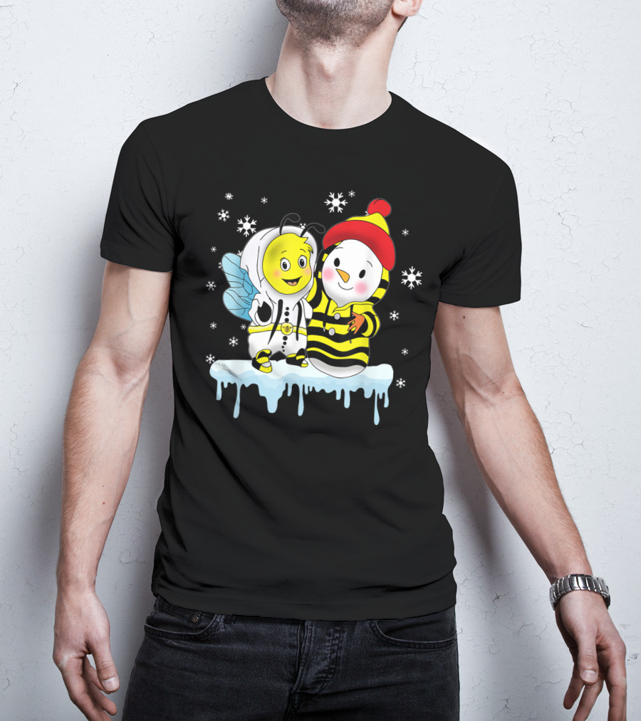 Snowman And Bee Holiday Friendship T-Shirt