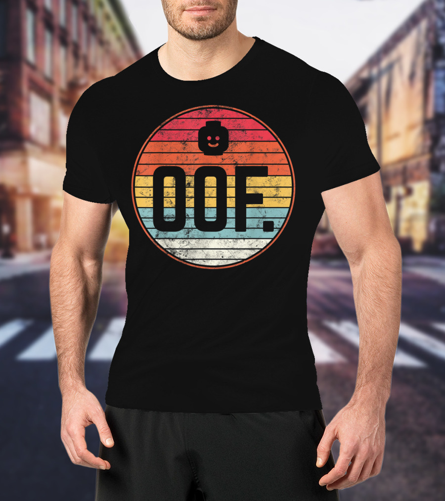 Big Oof Gaming Funny Dank Noob Gamer Retro OOF With Blockhead T-Shirt