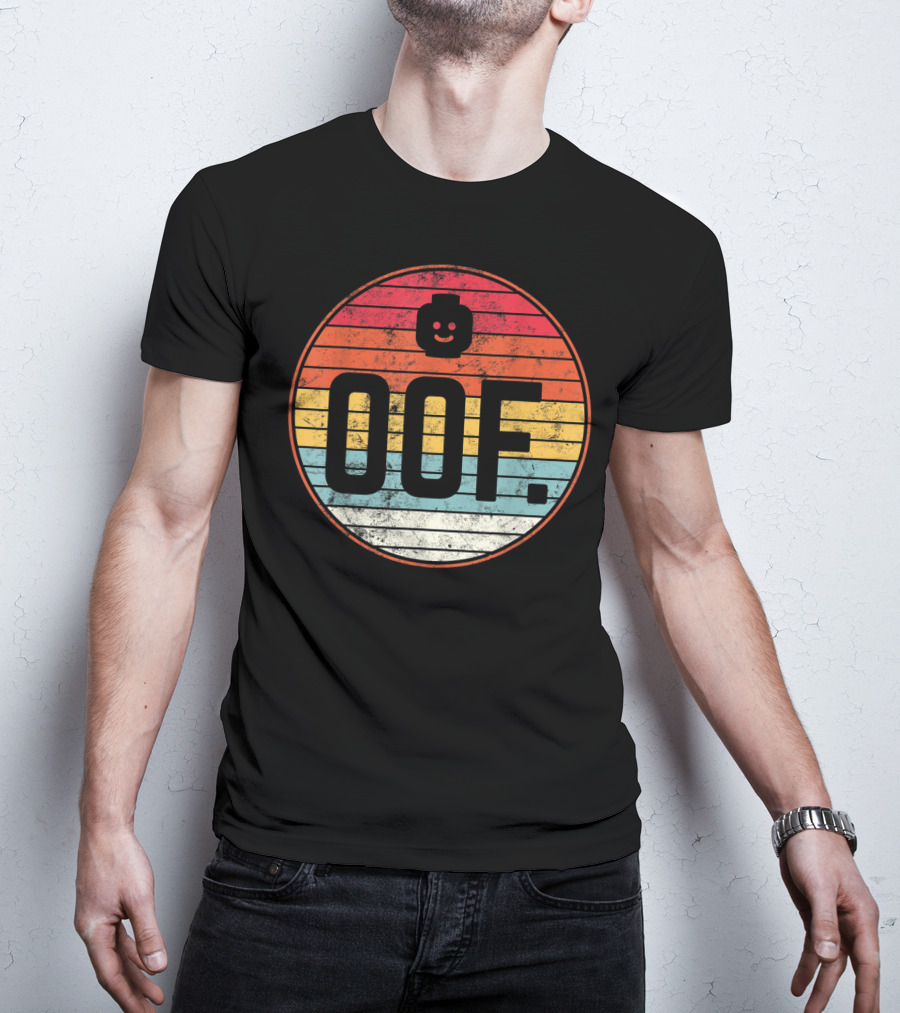 Big Oof Gaming Funny Dank Noob Gamer Retro OOF With Blockhead T-Shirt