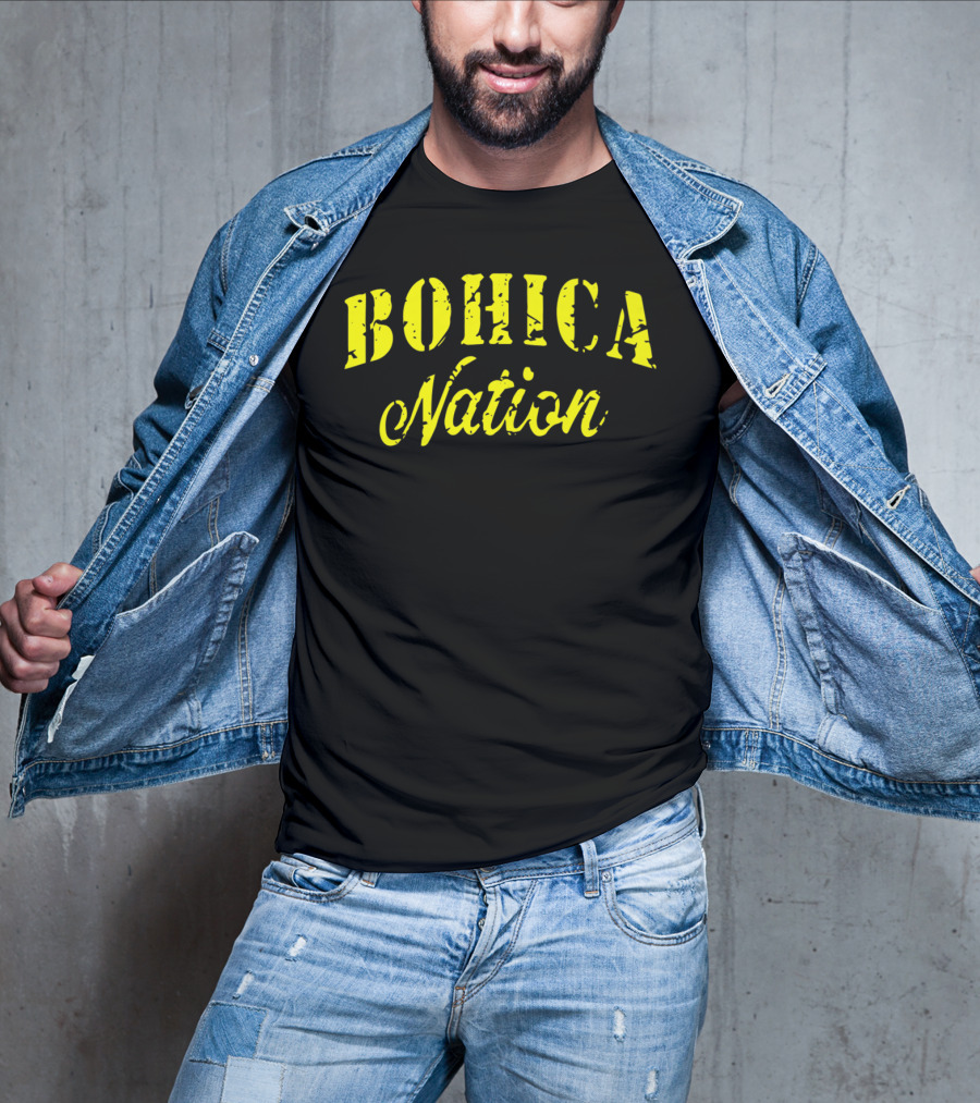 BOHICA Nation Military Style Stencil Font Vintage Distressed Look T-Shirt