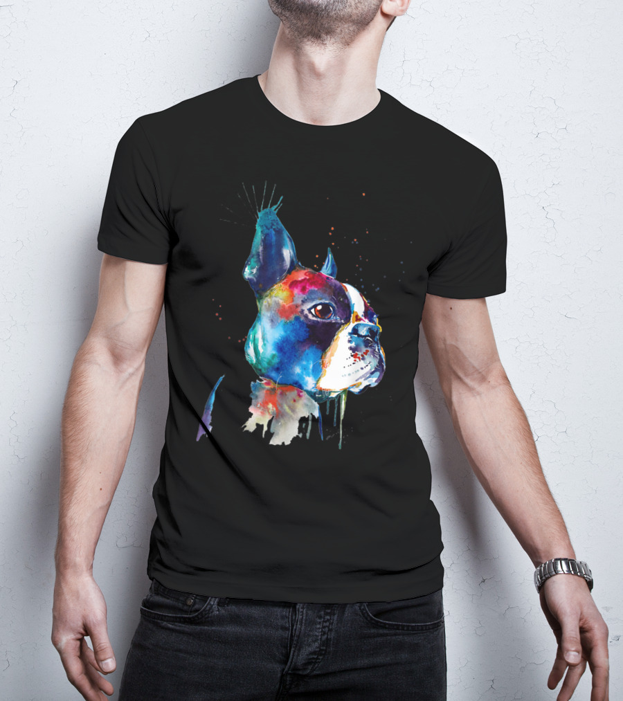 Boston Terrier Watercolor Funny Dog Breed Boston Terrier T-Shirt