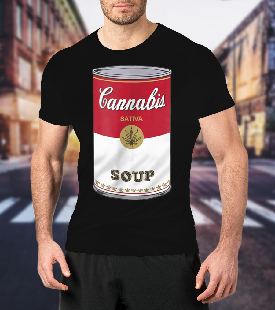 Cannabis Sativa Soup Can With Red And White T-Shirt