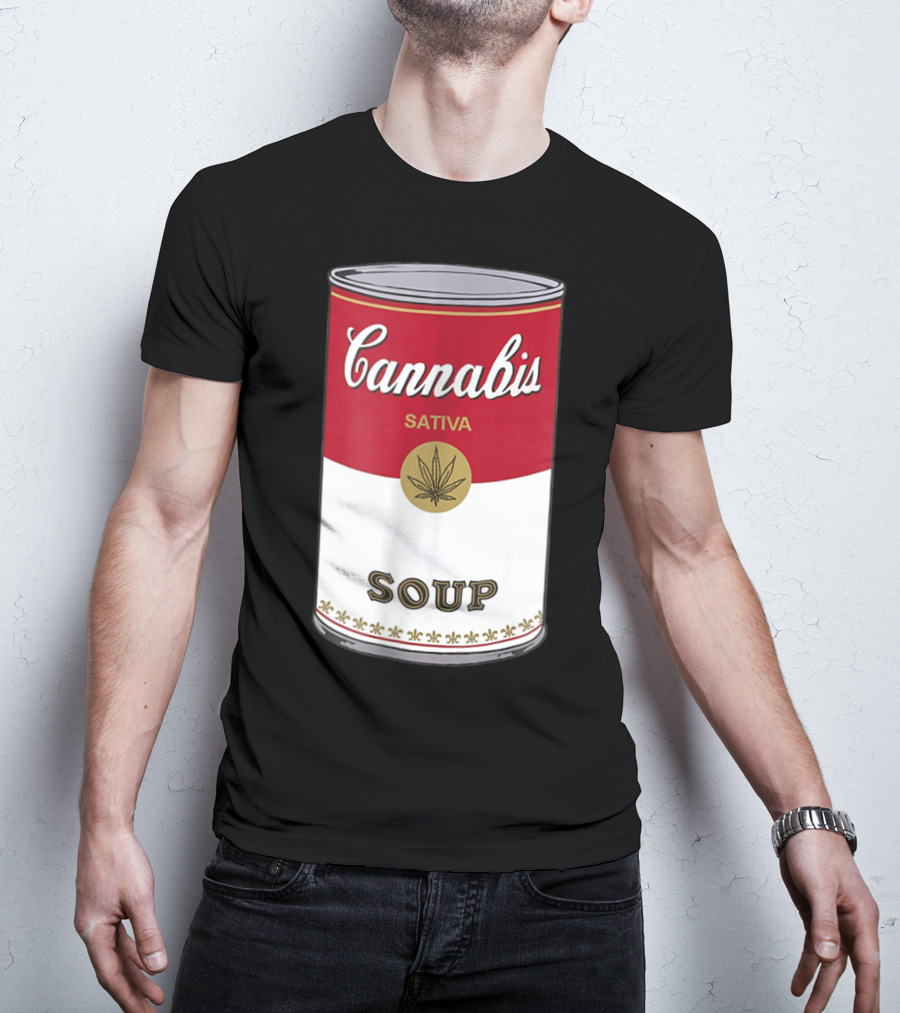 Cannabis Sativa Soup Can With Red And White T-Shirt