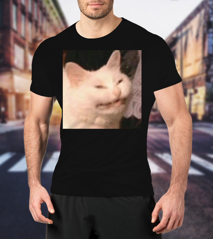 Confused Laughing Cat Meme Expression T-Shirt