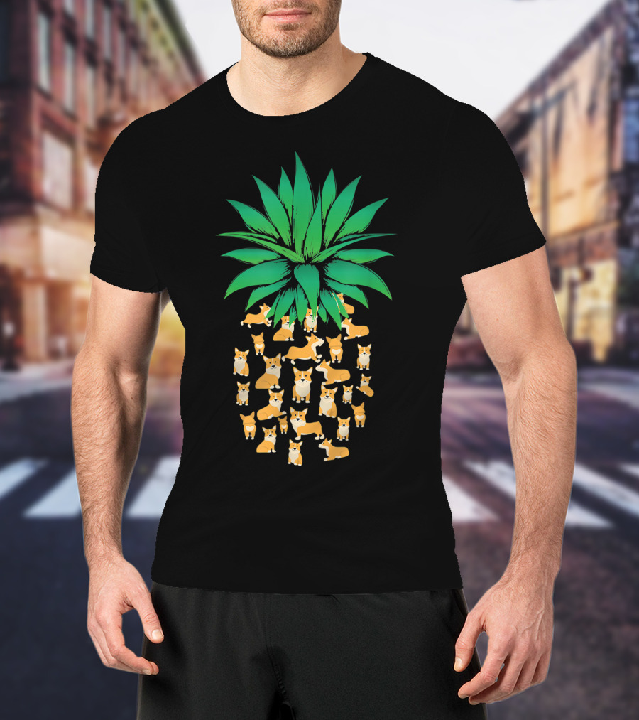 Cute Pembroke Welsh Corgi Pineapple Dogs T-Shirt