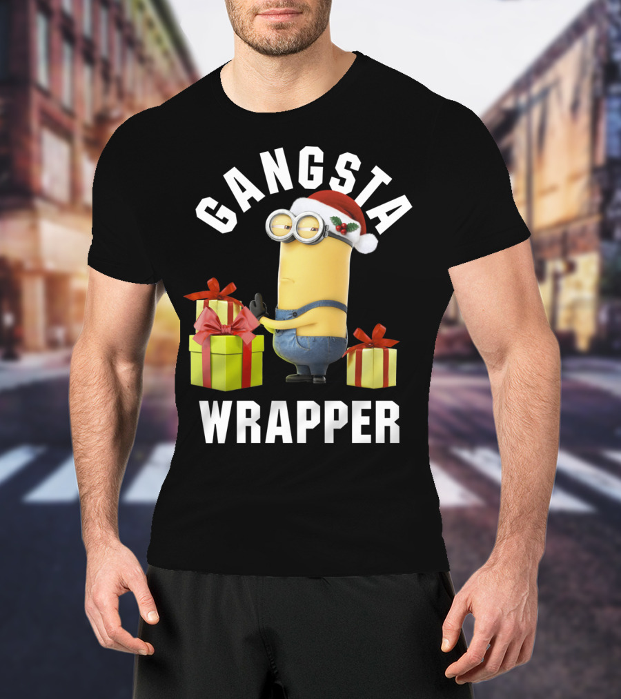 Despicable Me Minions Gangsta Wrapper Santa Holiday T-Shirt