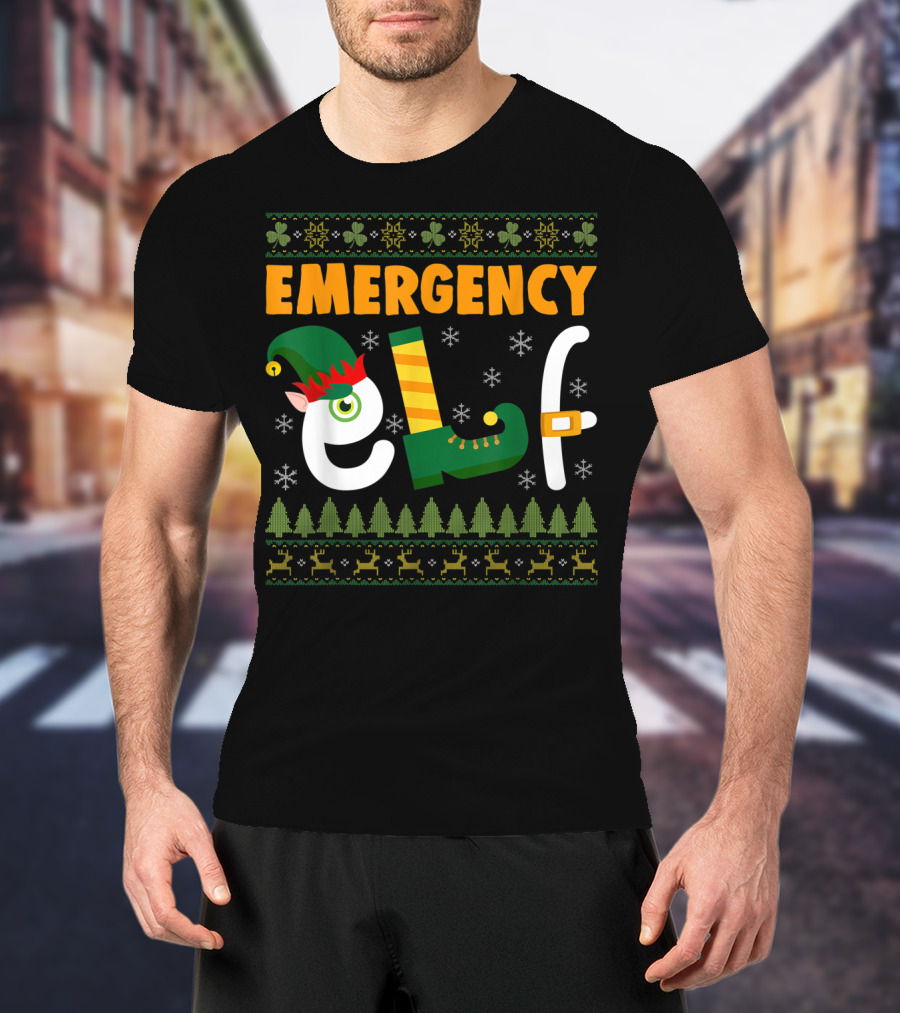 Emergency Elf Christmas Sweater With Festive T-Shirt