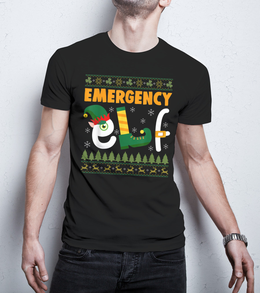 Emergency Elf Christmas Sweater With Festive T-Shirt