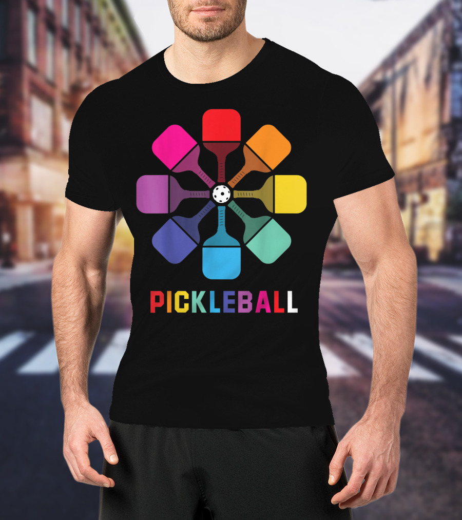 Pickleball Fan Colorful Paddle Pattern Player T-Shirt