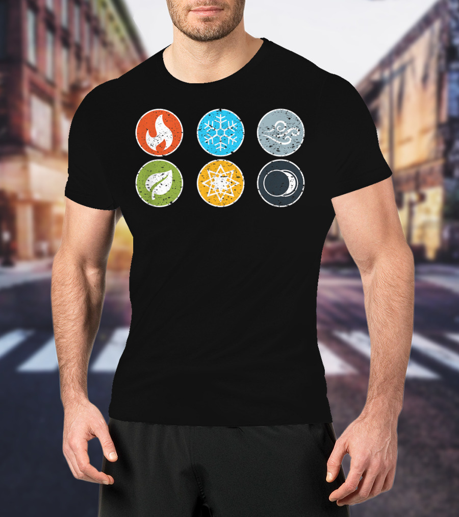 Gloomhaven Elements Symbol Fire Ice Air Earth Nature Light Dark T-Shirt