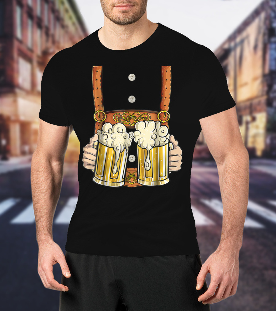 Lederhosen Costume Oktoberfest Men Prost Beer Cheers ZZ T-Shirt