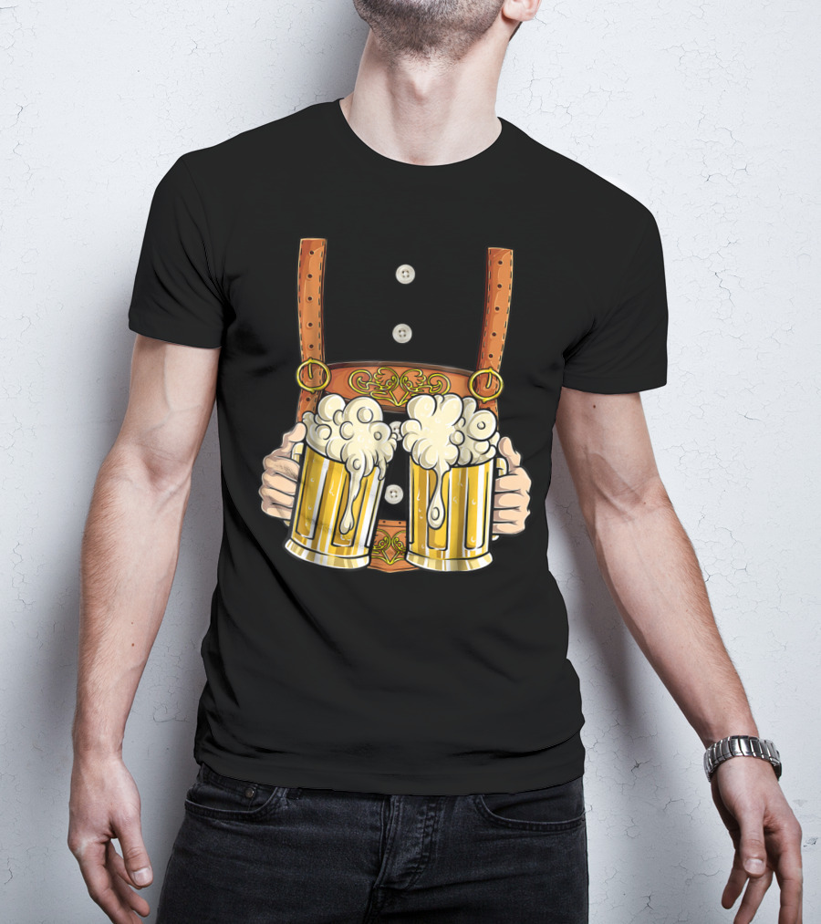 Lederhosen Costume Oktoberfest Men Prost Beer Cheers ZZ T-Shirt