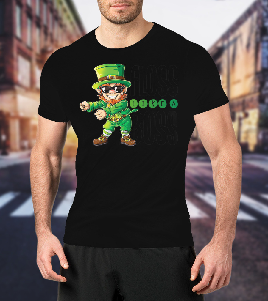 Floss Like A Boss Leprechaun In Sunglasses T-Shirt